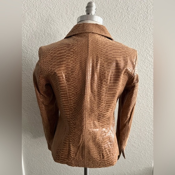 Pamela McCoy Vintage Leather Snakeskin Jacket Women’s Size XS snap out underarm - Picture 4 of 9